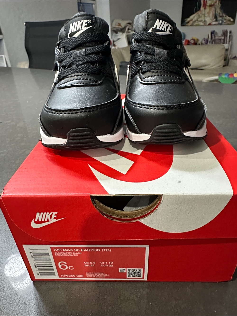 Nike Kids Black and White Air Max 90 Style Toddler Sneakers